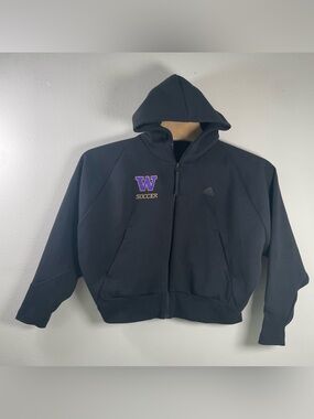 adidas Z.N.E. Full-Zip Hoodie Washington Huskies Soccer Women's Size L Black